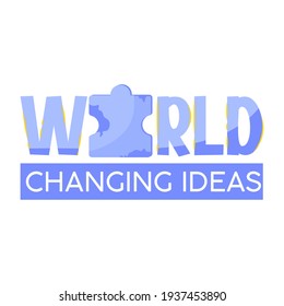 World changing ideas blue creativity thinking icon- Vector