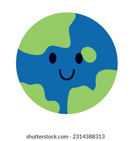 World character icon. Smile word. Happy world. Earth icon. Flat design. Smile character. Vector. Illustration. Ready to use. Easy to customize.