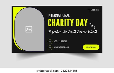World charity day social media post banner template design, fully vector eps 10 file format