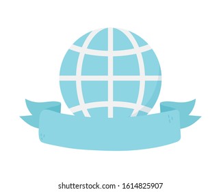 world charity and donation emblem ribbon vector illustration