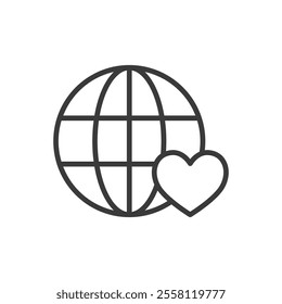 World Charity icon in line design. World, charity, giving, donation, support, kindness, helping on white background vector. World Charity editable stroke icon