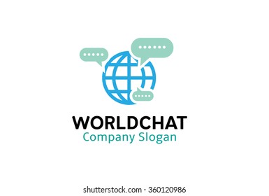World Chat Logo Design Illustration 