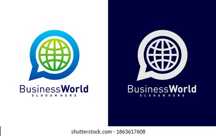 World Chat Logo, Vektorvorlage, Design-Konzepte für kreatives Weltlogo