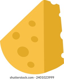 world cheese, a piece of yellow cheddar cheese, flat icon 