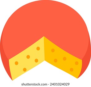 world cheese, red edam cheese, flat icon 