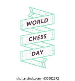 World Chess day emblem isolated vector illustration on white background. 20 july world holiday event label, greeting card decoration graphic element