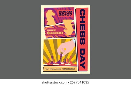 World Chess Day Flyer. Vector illustration about chess tournament. Flyer design for chess tournament, match, game
