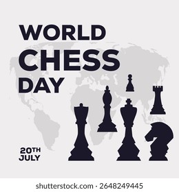 world chess day illustration in a simple flat design style