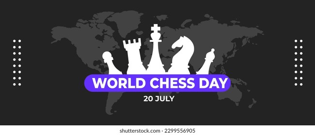 World Chess Day on 20 July Banner Background. Horizontal Banner Template Design. Vector Illustration