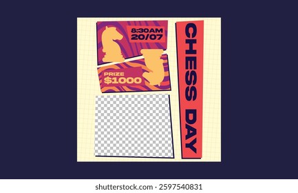 World Chess Day Socials Media. Vector illustration about chess tournament. Flyer design for chess tournament, match, game

