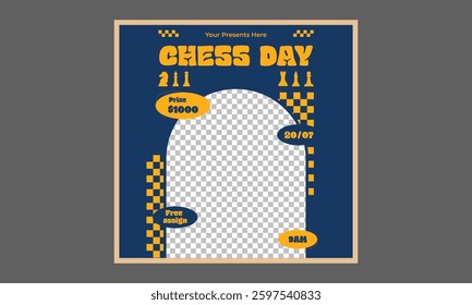 World Chess Day Socials Media. Vector illustration about chess tournament. Flyer design for chess tournament, match, game
