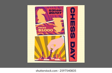 World Chess Day Socials Media. Vector illustration about chess tournament. Flyer design for chess tournament, match, game
