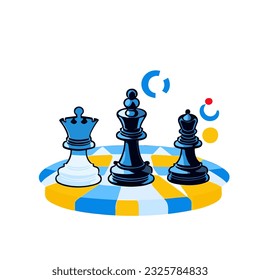 world chess day chess vector illustration Strategic Chess Battle: Intense Competition and Concentration