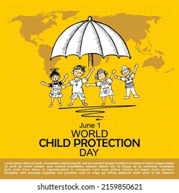 World Child Protection Day, june 1, poster and banner