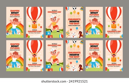 world children day social media stories vector flat design