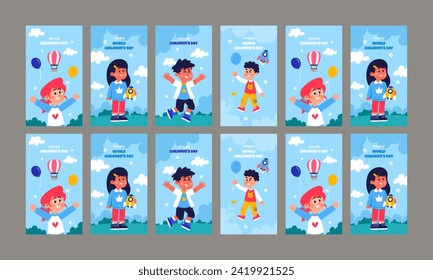 world children day social media stories vector flat design