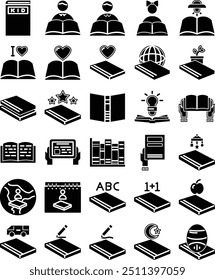 World Children's Book Day Icon Pack in Glyph Style