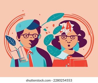 World Children's Book Day, reading, children, and books, red, yellow, and blue, children reading books cheerfully and enthusiastically.