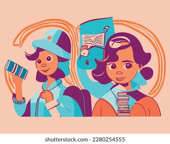 World Children's Book Day, reading, children, and books, red, yellow, and blue, children reading books cheerfully and enthusiastically.