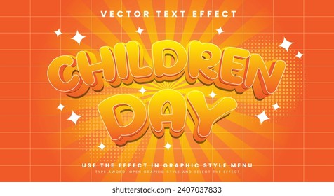 World children's day 3d editable text effect Template premium vector