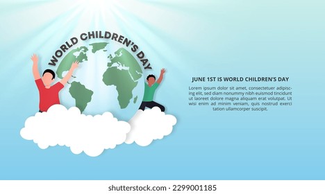 World Children's Day background with happy children around the world illustration