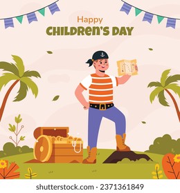 World children's day background. Happy International Children's Day design. November 20. Childrens Day celebration. Template for Poster, Banner, Flyer, Greeting Card, Post. Cartoon Vector illustration
