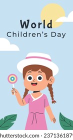 Antecedentes del día mundial de los niños. Feliz diseño del Día Internacional del Niño. 20 de noviembre. Celebración del Día del Niño. Plantilla para Afiche, Cartel, Volante, Tarjeta de felicitación, Post. Ilustración del vector de dibujos animados