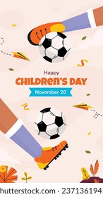 Antecedentes del día mundial de los niños. Feliz diseño del Día Internacional del Niño. 20 de noviembre. Celebración del Día del Niño. Plantilla para Afiche, Cartel, Volante, Tarjeta de felicitación, Post. Ilustración del vector de dibujos animados