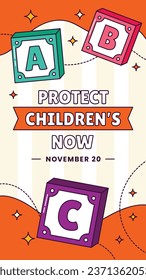 World children's day background. Happy International Children's Day design. November 20. Childrens Day celebration. Template for Poster, Banner, Flyer, Greeting Card, Post. Cartoon Vector illustration