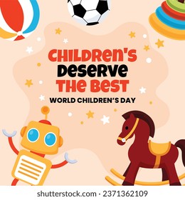 World children's day background. Happy International Children's Day design. November 20. Childrens Day celebration. Template for Poster, Banner, Flyer, Greeting Card, Post. Cartoon Vector illustration