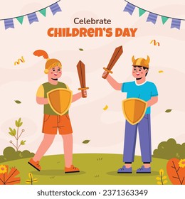 World children's day background. Happy International Children's Day design. November 20. Childrens Day celebration. Template for Poster, Banner, Flyer, Greeting Card, Post. Cartoon Vector illustration