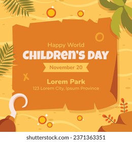 World children's day background. Happy International Children's Day design. November 20. Childrens Day celebration. Template for Poster, Banner, Flyer, Greeting Card, Post. Cartoon Vector illustration