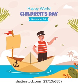 World children's day background. Happy International Children's Day design. November 20. Childrens Day celebration. Template for Poster, Banner, Flyer, Greeting Card, Post. Cartoon Vector illustration