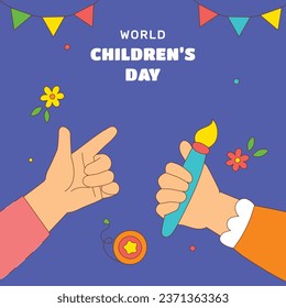 World children's day background. Happy International Children's Day design. November 20. Childrens Day celebration. Template for Poster, Banner, Flyer, Greeting Card, Post. Cartoon Vector illustration