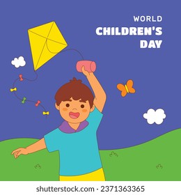 World children's day background. Happy International Children's Day design. November 20. Childrens Day celebration. Template for Poster, Banner, Flyer, Greeting Card, Post. Cartoon Vector illustration
