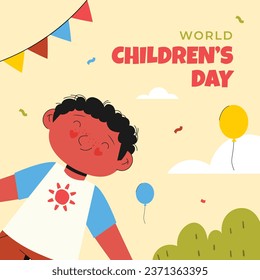 World children's day background. Happy International Children's Day design. November 20. Childrens Day celebration. Template for Poster, Banner, Flyer, Greeting Card, Post. Cartoon Vector illustration