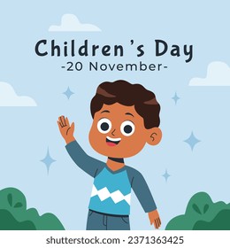 World children's day background. Happy International Children's Day design. November 20. Childrens Day celebration. Template for Poster, Banner, Flyer, Greeting Card, Post. Cartoon Vector illustration