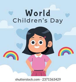 World children's day background. Happy International Children's Day design. November 20. Childrens Day celebration. Template for Poster, Banner, Flyer, Greeting Card, Post. Cartoon Vector illustration