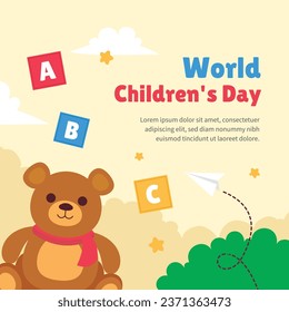 Antecedentes del día mundial de los niños. Feliz diseño del Día Internacional del Niño. 20 de noviembre. Celebración del Día del Niño. Plantilla para Afiche, Cartel, Volante, Tarjeta de felicitación, Post. Ilustración del vector de dibujos animados