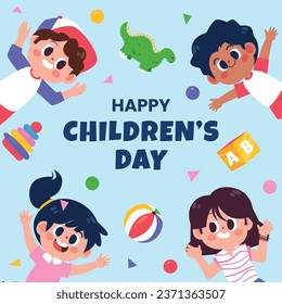 Antecedentes del día mundial de los niños. Feliz diseño del Día Internacional del Niño. 20 de noviembre. Celebración del Día del Niño. Plantilla para Afiche, Cartel, Volante, Tarjeta de felicitación, Post. Ilustración del vector de dibujos animados