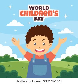World children's day background. Happy International Children's Day design. November 20. Childrens Day celebration. Template for Poster, Banner, Flyer, Greeting Card, Post. Cartoon Vector illustration