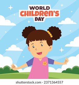 World children's day background. Happy International Children's Day design. November 20. Childrens Day celebration. Template for Poster, Banner, Flyer, Greeting Card, Post. Cartoon Vector illustration