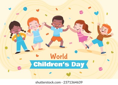 World children's day background. Happy International Children's Day design. November 20. Childrens Day celebration. Template for Poster, Banner, Flyer, Greeting Card, Post. Cartoon Vector illustration
