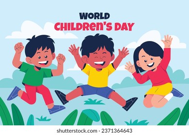 World children's day background. Happy International Children's Day design. November 20. Childrens Day celebration. Template for Poster, Banner, Flyer, Greeting Card, Post. Cartoon Vector illustration