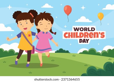 World children's day background. Happy International Children's Day design. November 20. Childrens Day celebration. Template for Poster, Banner, Flyer, Greeting Card, Post. Cartoon Vector illustration