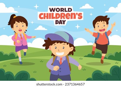 World children's day background. Happy International Children's Day design. November 20. Childrens Day celebration. Template for Poster, Banner, Flyer, Greeting Card, Post. Cartoon Vector illustration