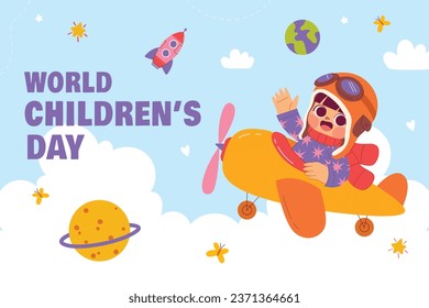 World children's day background. Happy International Children's Day design. November 20. Childrens Day celebration. Template for Poster, Banner, Flyer, Greeting Card, Post. Cartoon Vector illustration