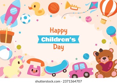 World children's day background. Happy International Children's Day design. November 20. Childrens Day celebration. Template for Poster, Banner, Flyer, Greeting Card, Post. Cartoon Vector illustration