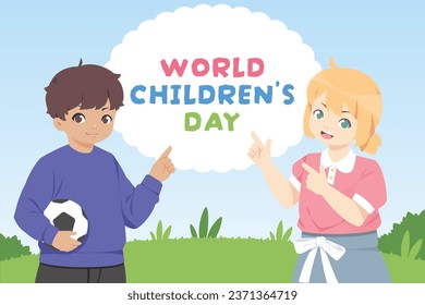 World children's day background. Happy International Children's Day design. November 20. Childrens Day celebration. Template for Poster, Banner, Flyer, Greeting Card, Post. Cartoon Vector illustration