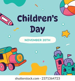 World children's day background. Happy International Children's Day design. November 20. Childrens Day celebration. Template for Poster, Banner, Flyer, Greeting Card, Post. Cartoon Vector illustration